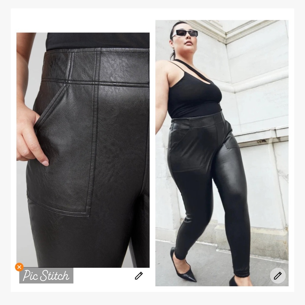 Spanx Faux Leather Joggers Black - Picture 2 of 10